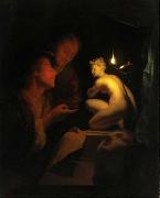 Godfried Schalcken Godfried Schalcken, Two men examining a painting by candlelight china oil painting reproduction